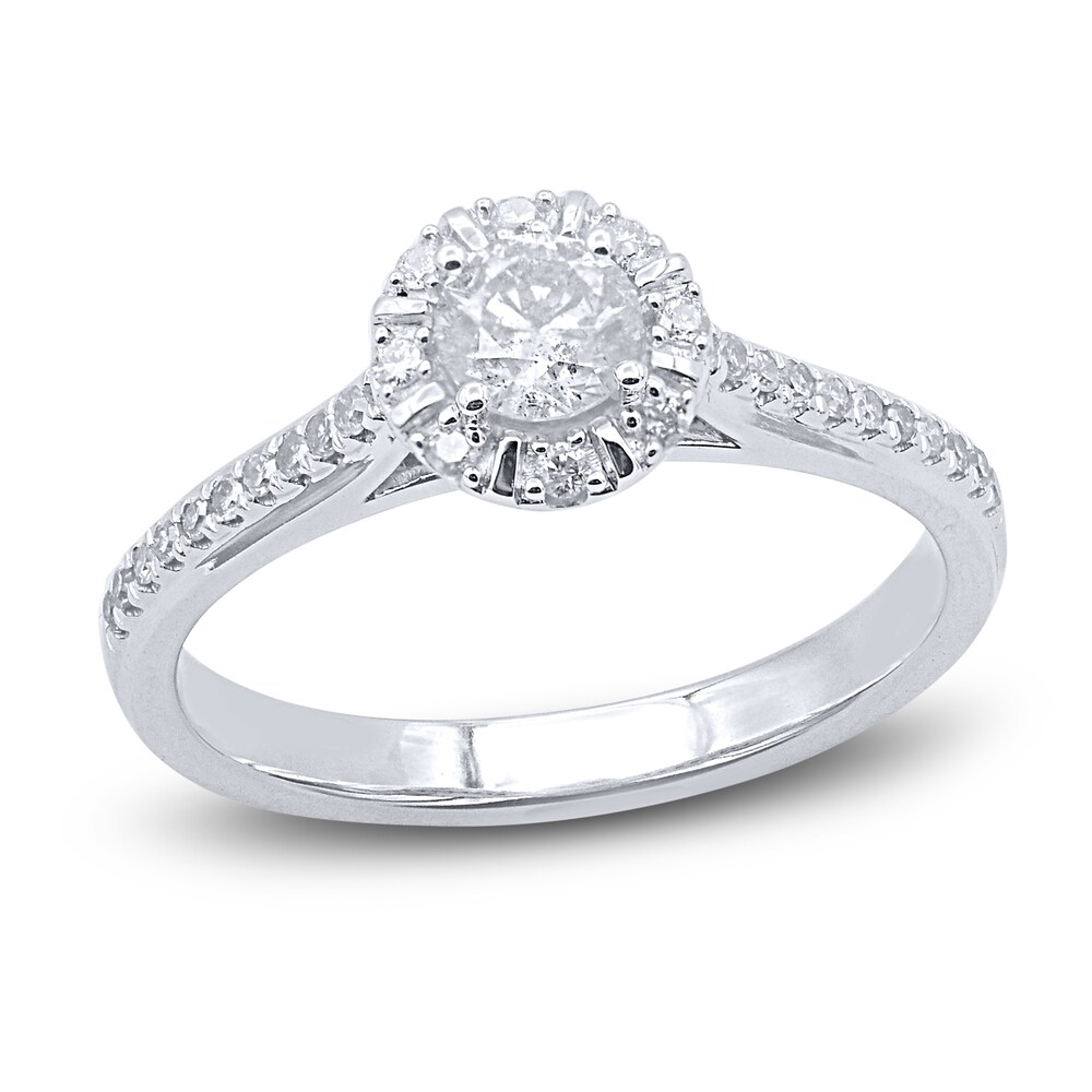 Diamond Engagement Ring 1/2 ct tw Round 14K White Gold FIXXbz11