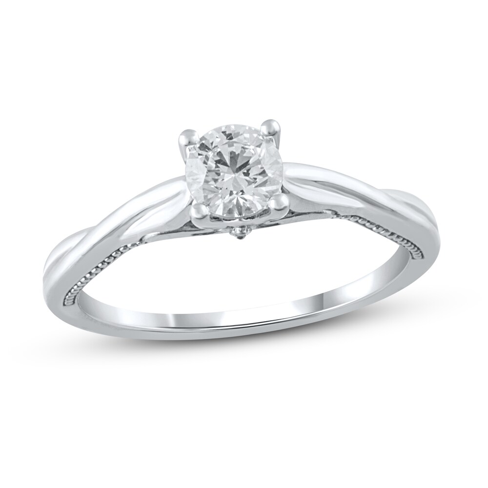 Diamond Engagement Ring 1/2 ct tw Round 14K White Gold (I2/I) FLpoi7fa
