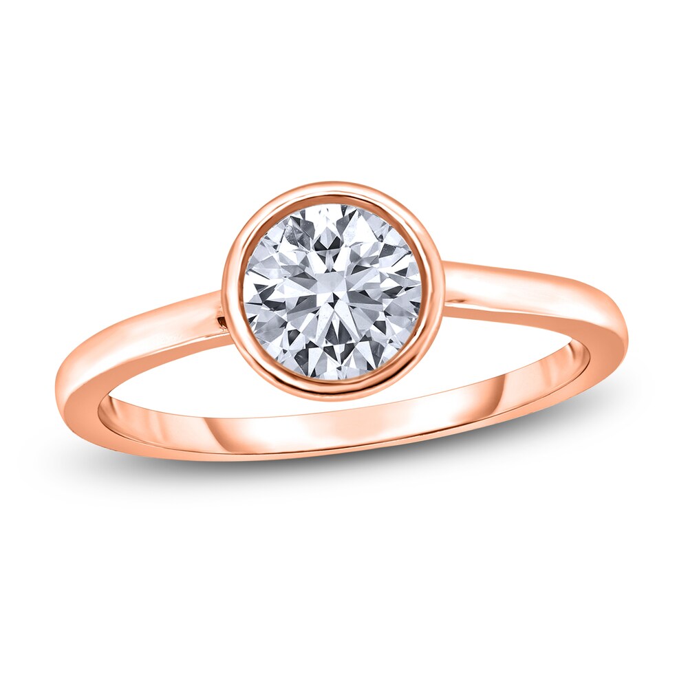 Diamond Solitaire Engagement Ring 1-1/2 ct tw Bezel-Set Round 14K Rose Gold (I2/I) FQGruMFx