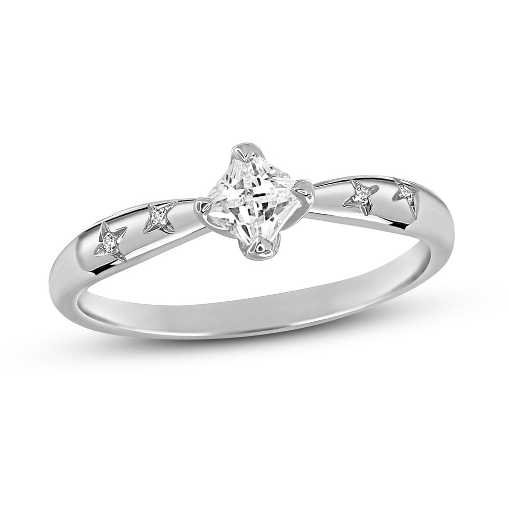 Diamond Engagement Ring 1/3 ct tw Round/Princess 14K White Gold FQPYk95G