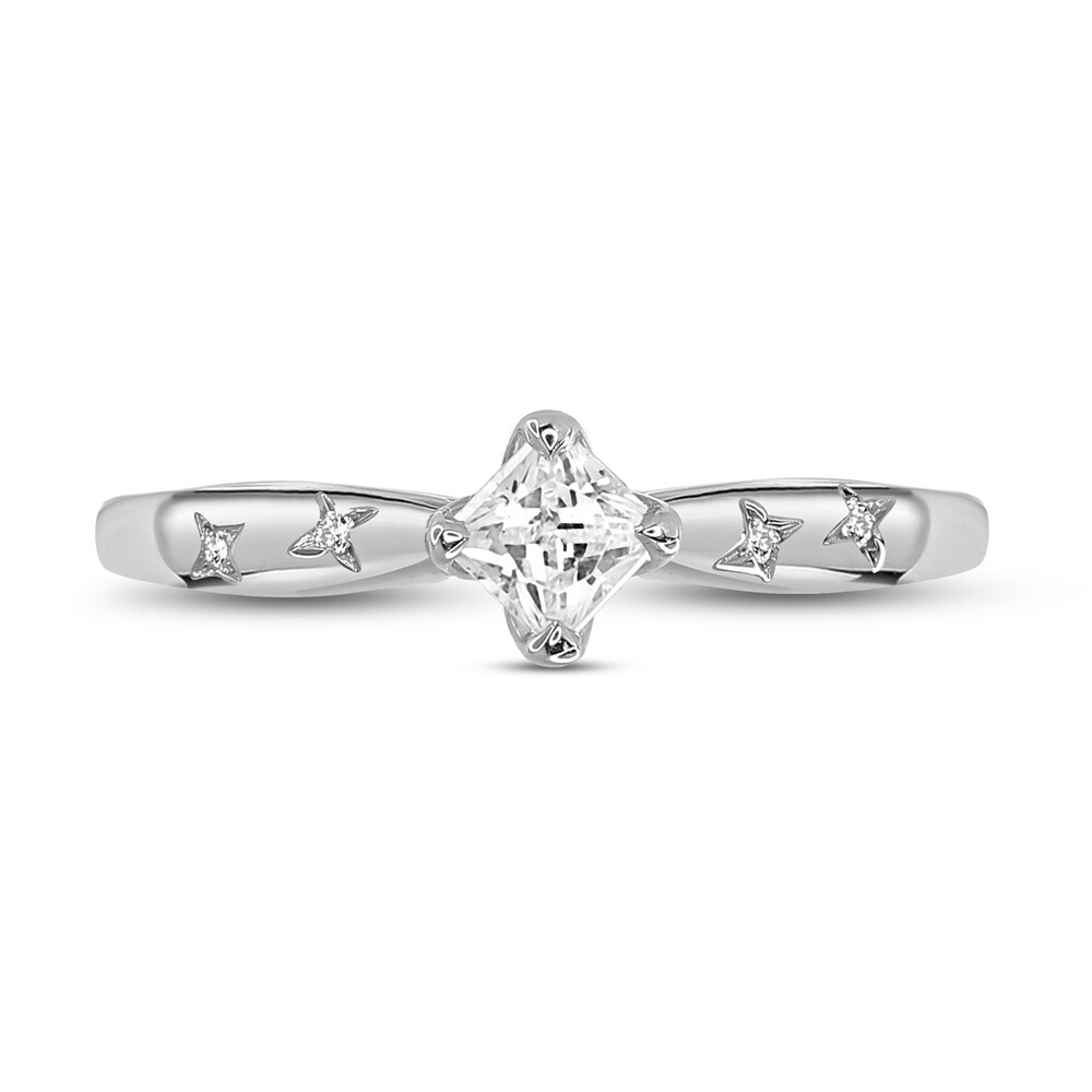 Diamond Engagement Ring 1/3 ct tw Round/Princess 14K White Gold FQPYk95G