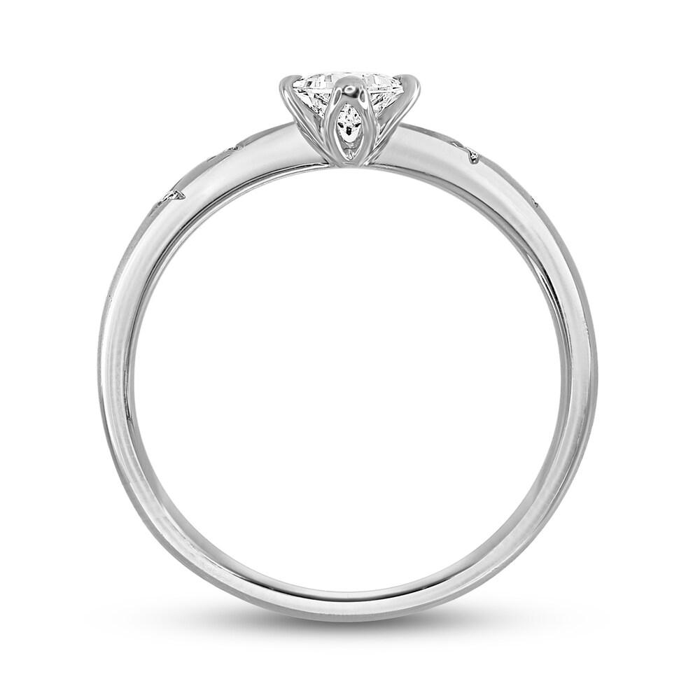 Diamond Engagement Ring 1/3 ct tw Round/Princess 14K White Gold FQPYk95G