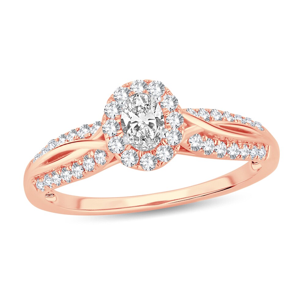 Diamond Ring 1/2 ct tw Oval 14K Rose Gold Fb0v3AzI