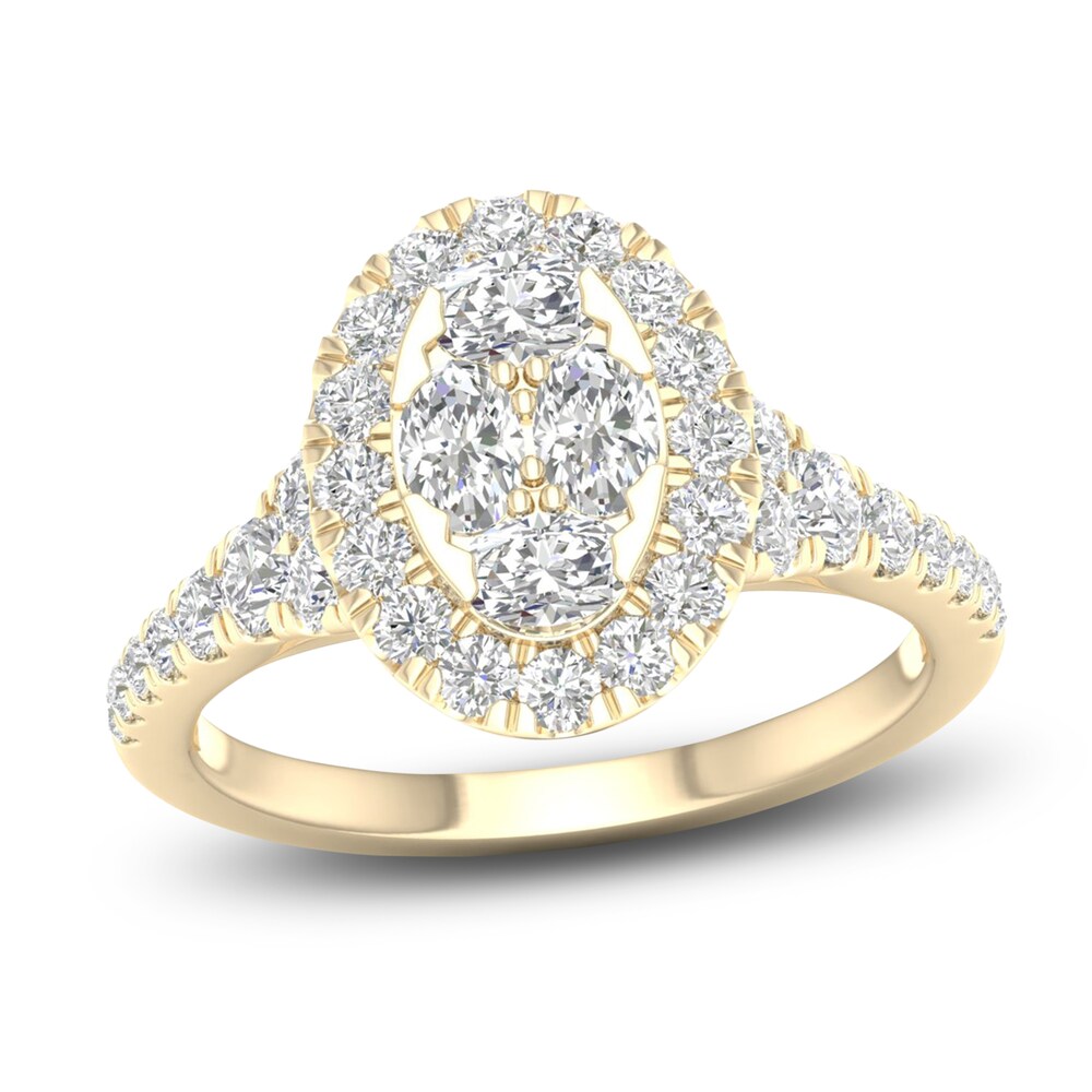 Diamond Engagement Ring 1-1/4 ct tw Oval/Round 14K Yellow Gold FboTwwa1