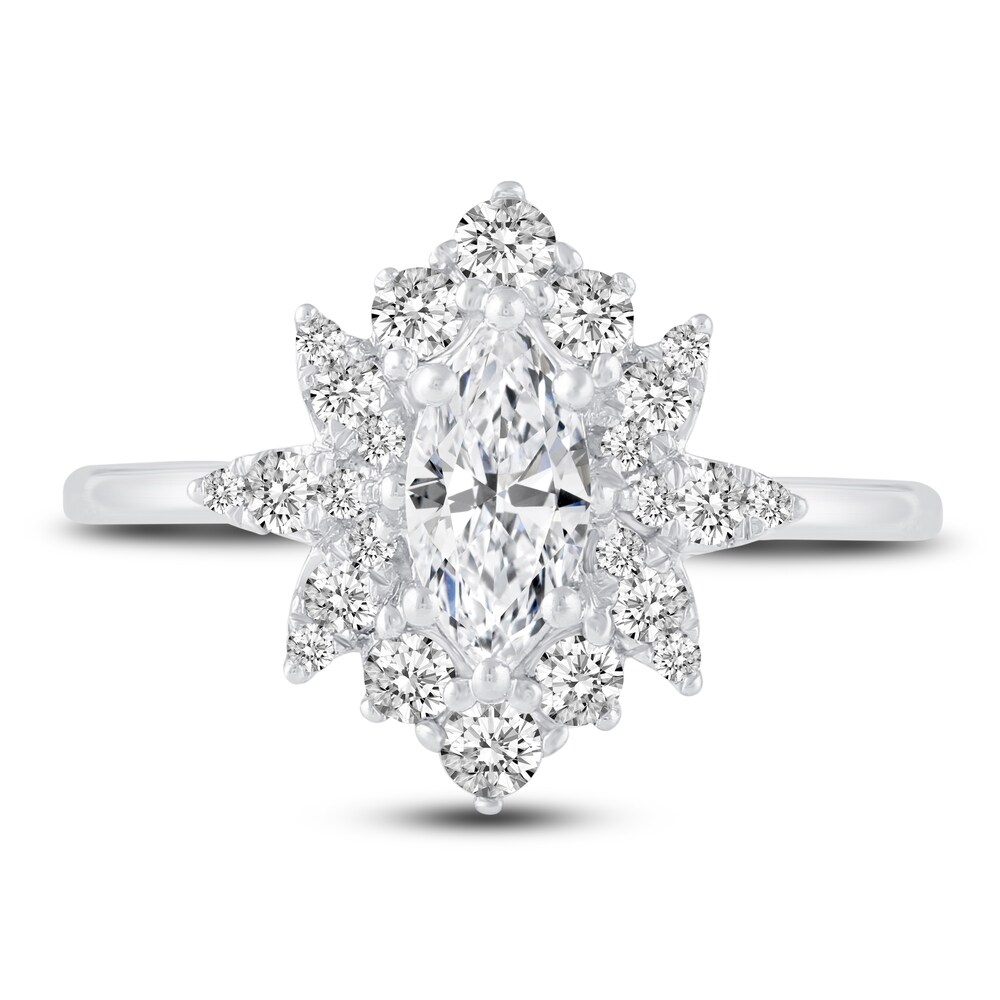 Diamond Halo Engagement Ring 7/8 ct tw Marquise/Round 14K White Gold FfpSf2Ym