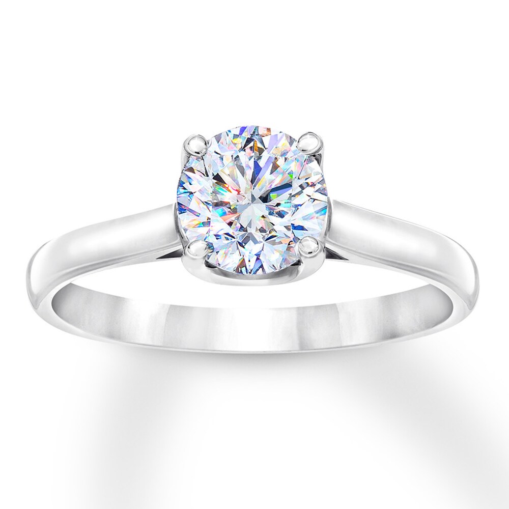 THE LEO First Light Diamond Solitaire Ring 1 ct 14K White Gold (I1/I) Flw739yK