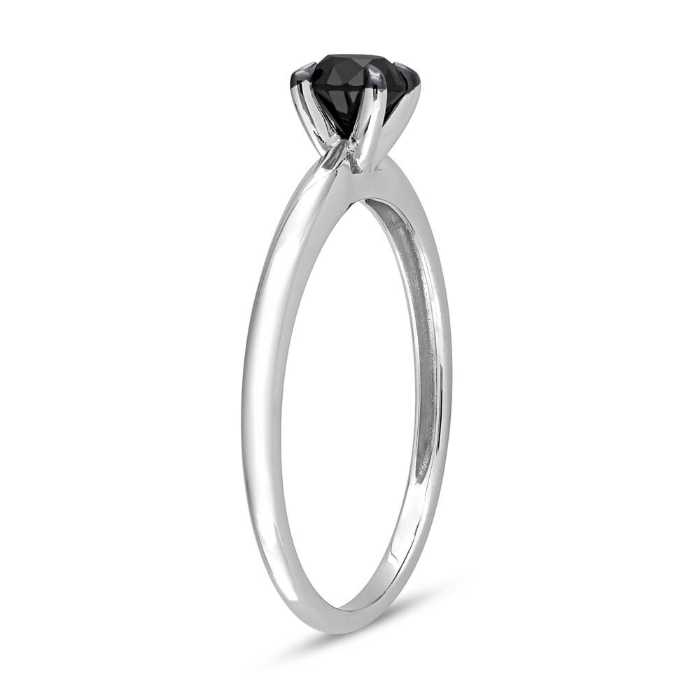 Black Diamond Solitaire Engagement Ring 1/2 ct tw Round-cut 14K White Gold Fuu19rOJ