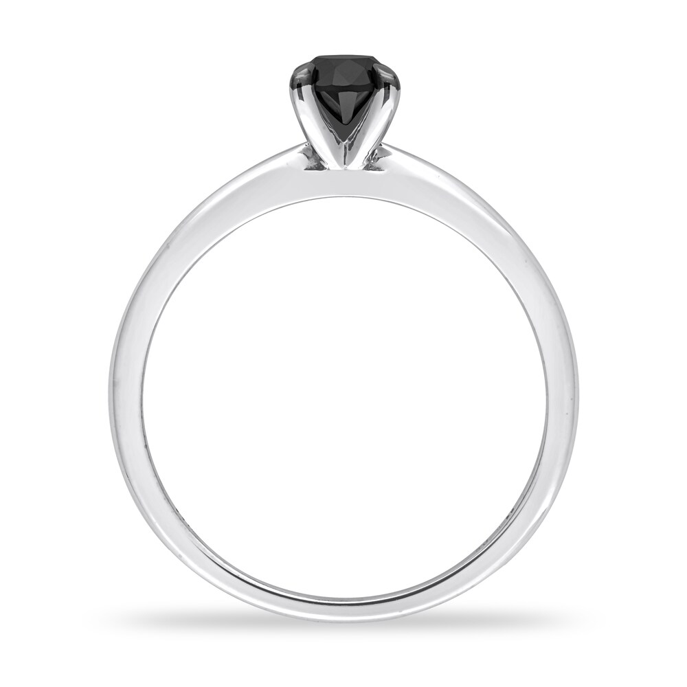 Black Diamond Solitaire Engagement Ring 1/2 ct tw Round-cut 14K White Gold Fuu19rOJ