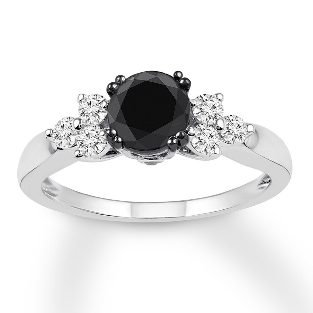 Black Diamond Engagement Ring 1-1/4 carat tw 14K White Gold FyJpLaJj