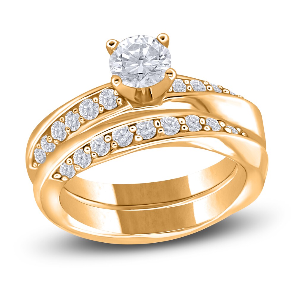 Diamond Bridal Set 1-1/4 ct tw Round 14K Yellow Gold GCnu73Vr