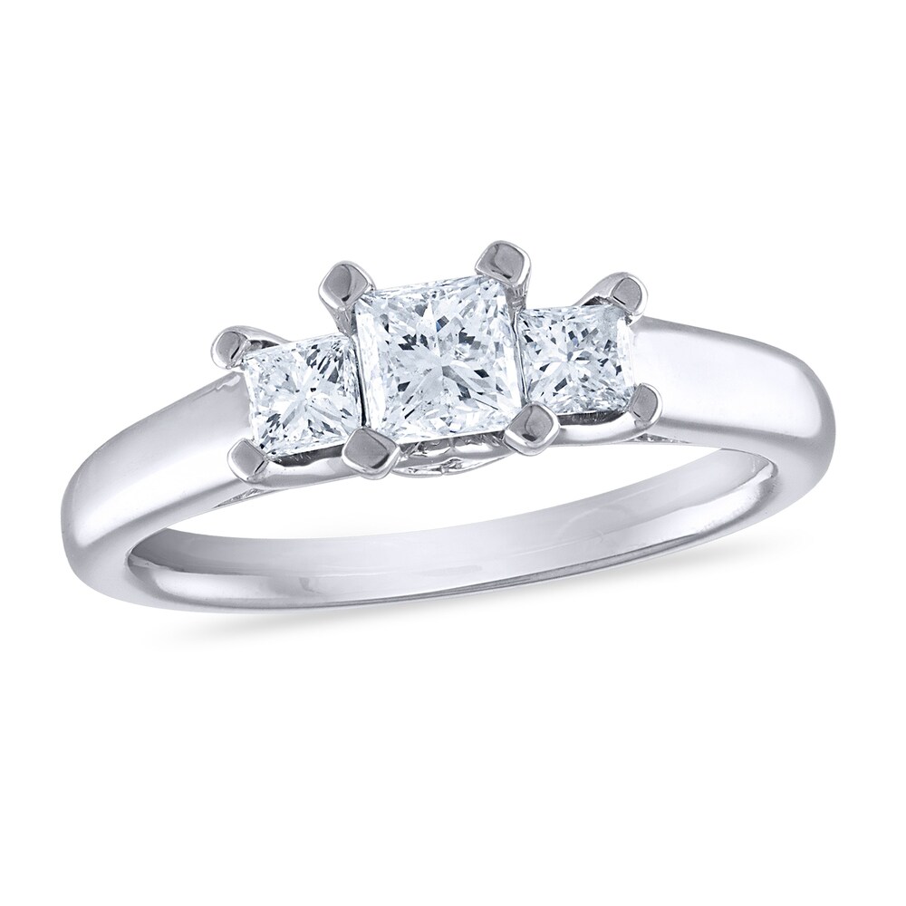 Diamond 3-Stone Engagement Ring 1 ct tw Princess 14K White Gold GFluQnxK [GFluQnxK]