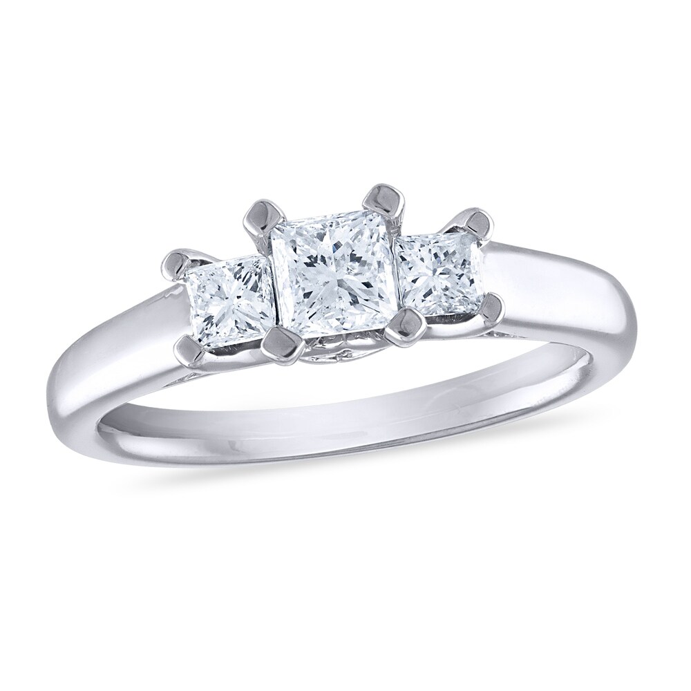 Diamond 3-Stone Engagement Ring 1 ct tw Princess 14K White Gold GFluQnxK