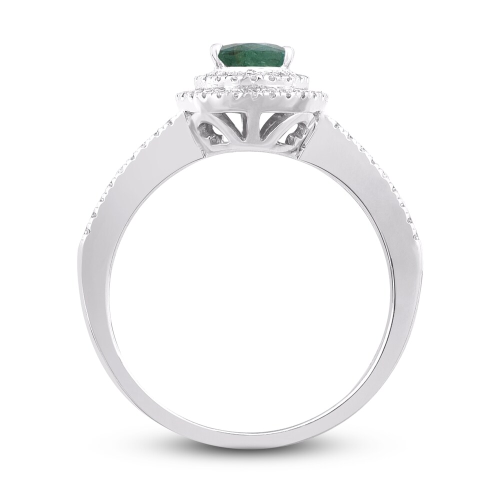 Natural Emerald Engagement Ring 1/4 ct tw Diamonds 14K White Gold GOScBdWh