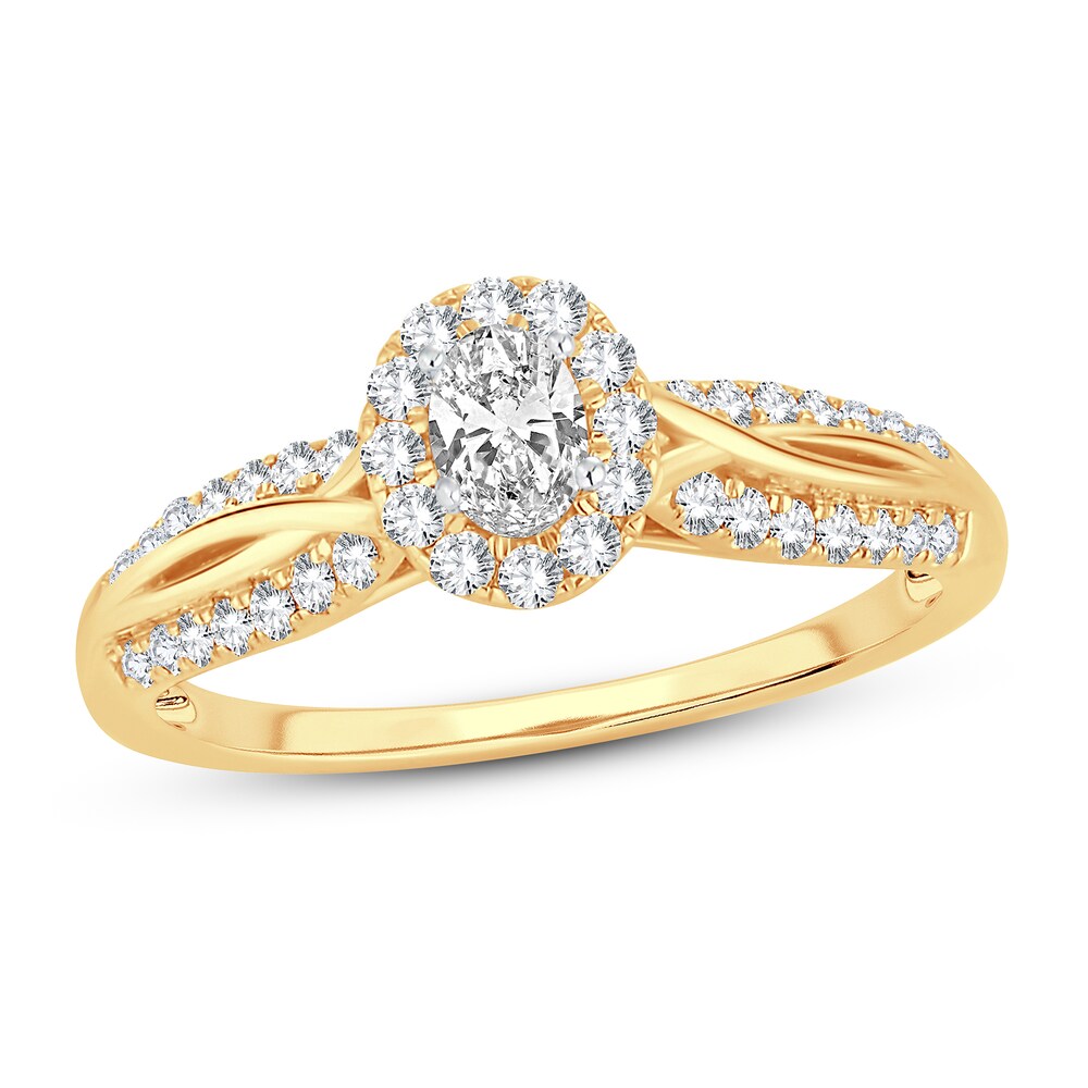 Diamond Engagement Ring 1/2 ct tw Round/Oval 14K Yellow Gold Ggg6ZWqz