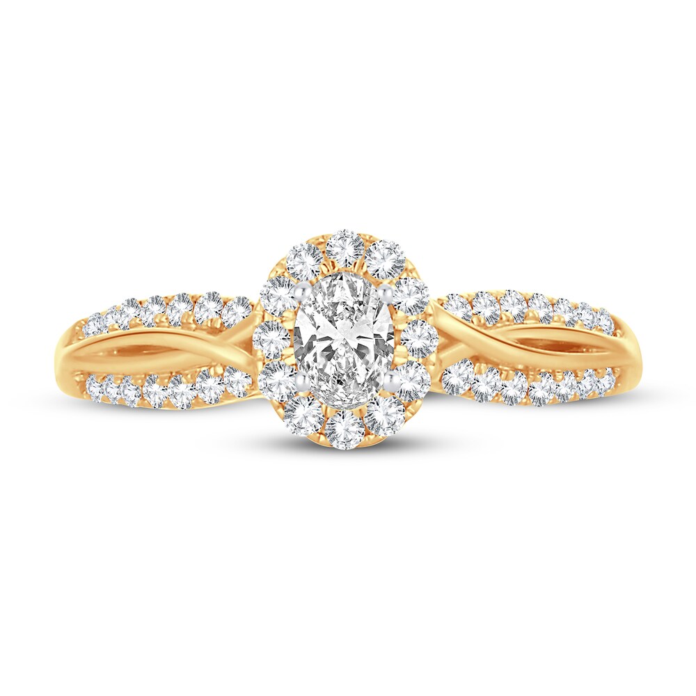 Diamond Engagement Ring 1/2 ct tw Round/Oval 14K Yellow Gold Ggg6ZWqz