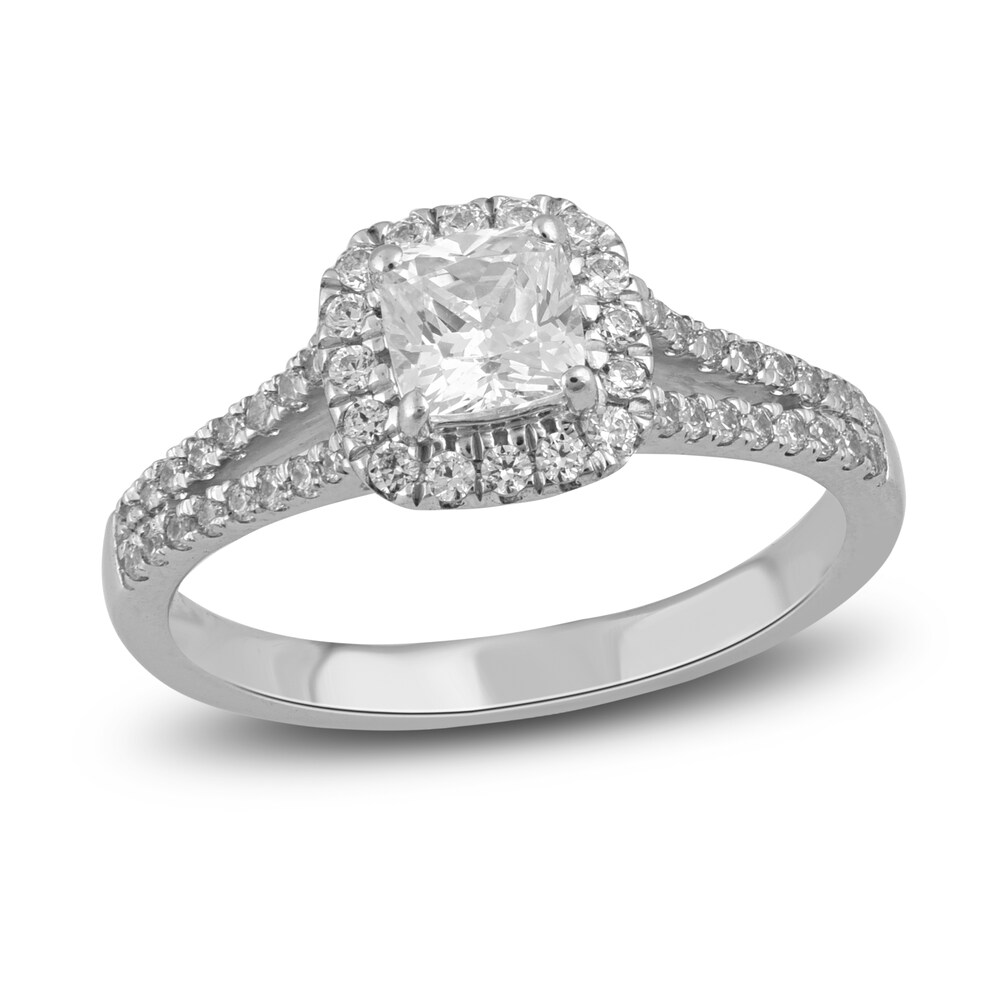 Diamond Engagement Ring 7/8 ct tw Cushion/Round 14K White Gold H6h6c0OR