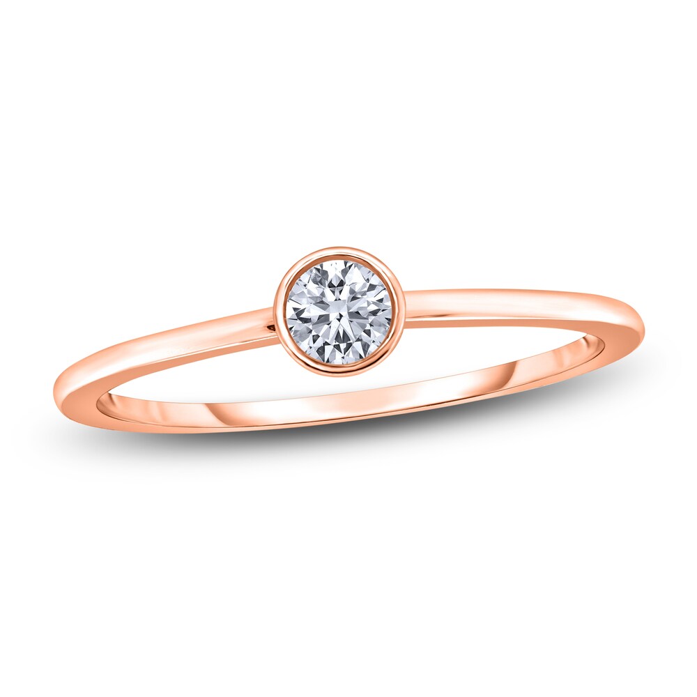 Diamond Solitaire Engagement Ring 1/4 ct tw Bezel-Set Round 14K Rose Gold (I2/I) H8xgwVWu