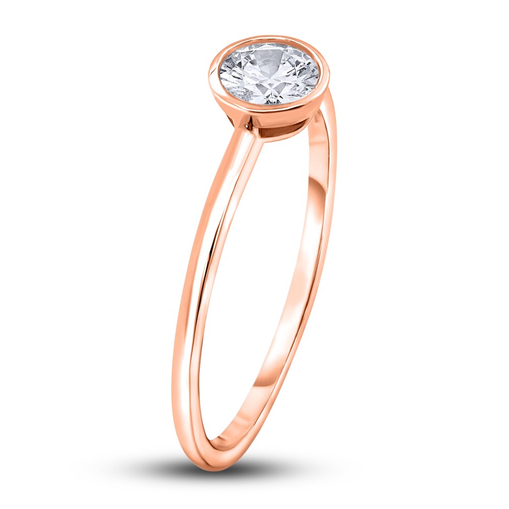 Diamond Solitaire Engagement Ring 1/4 ct tw Bezel-Set Round 14K Rose Gold (I2/I) H8xgwVWu