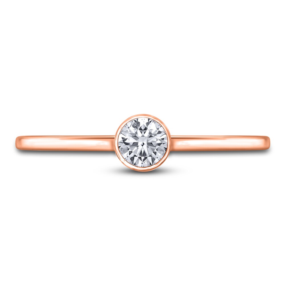 Diamond Solitaire Engagement Ring 1/4 ct tw Bezel-Set Round 14K Rose Gold (I2/I) H8xgwVWu