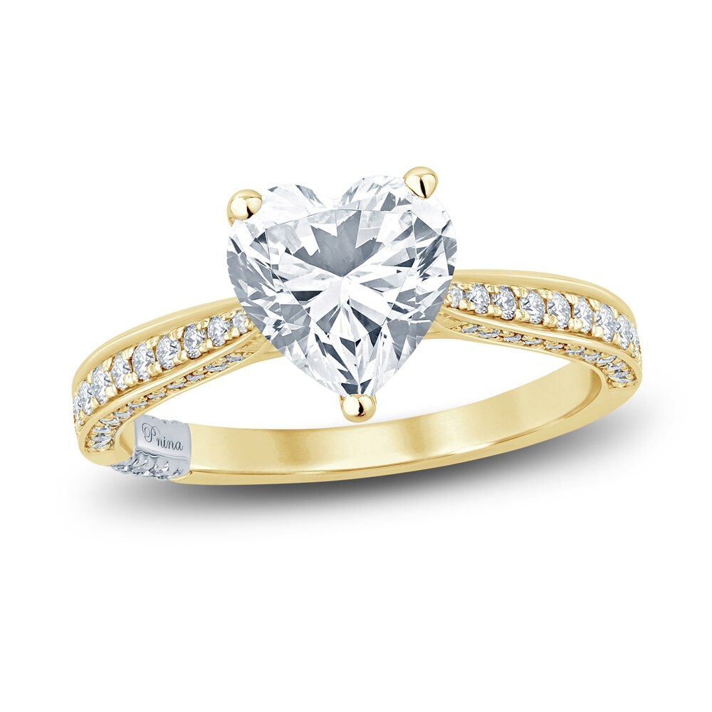 Pnina Tornai Diamond Heart Engagement Ring 2-1/3 ct tw Round 14K Yellow Gold HBFhnkTg