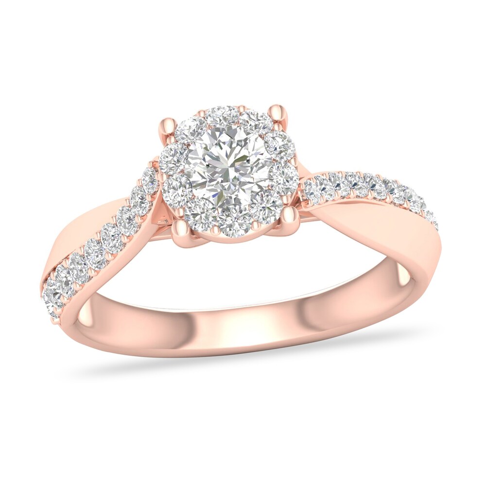 Diamond Ring 3/4 ct tw Round-cut 14K Rose Gold HEZyCzpN