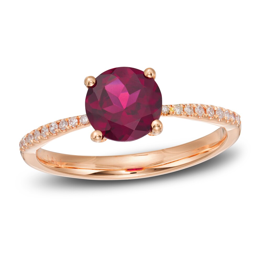 LALI Jewels Natural Garnet Engagement Ring 1/15 ct tw Diamonds 14K Rose Gold HGwMbdnw