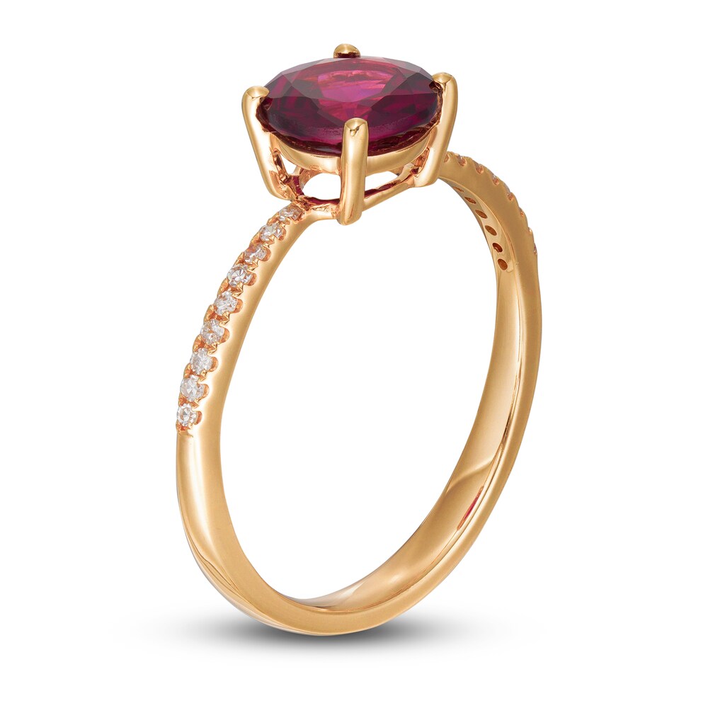 LALI Jewels Natural Garnet Engagement Ring 1/15 ct tw Diamonds 14K Rose Gold HGwMbdnw