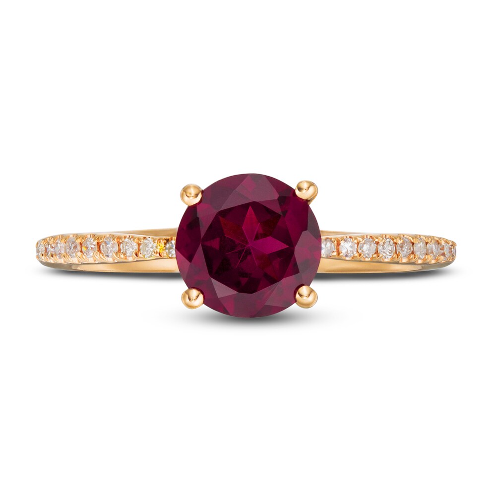 LALI Jewels Natural Garnet Engagement Ring 1/15 ct tw Diamonds 14K Rose Gold HGwMbdnw