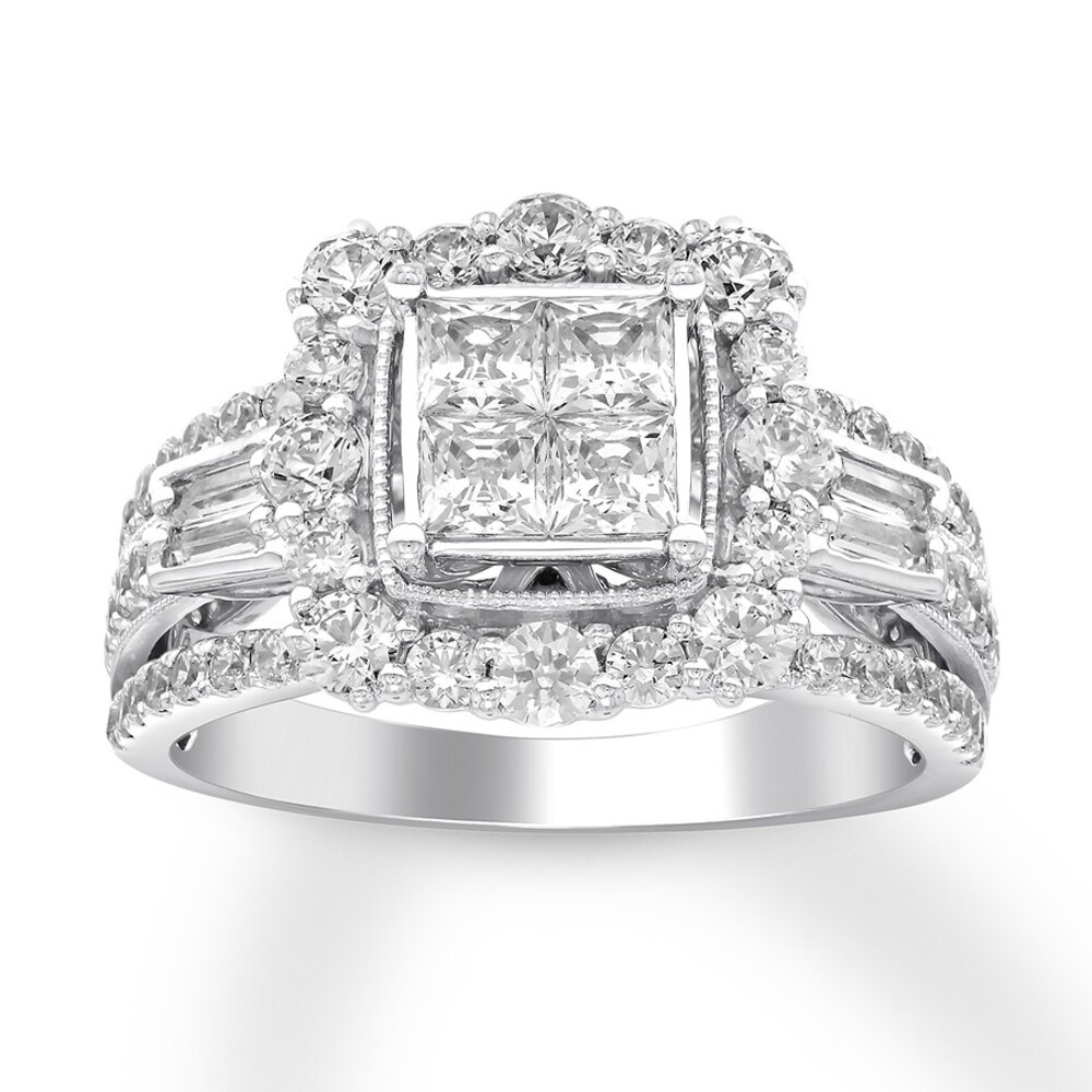 Diamond Engagement Ring 2 ct tw Princess-cut 14K White Gold HMMAWMXH