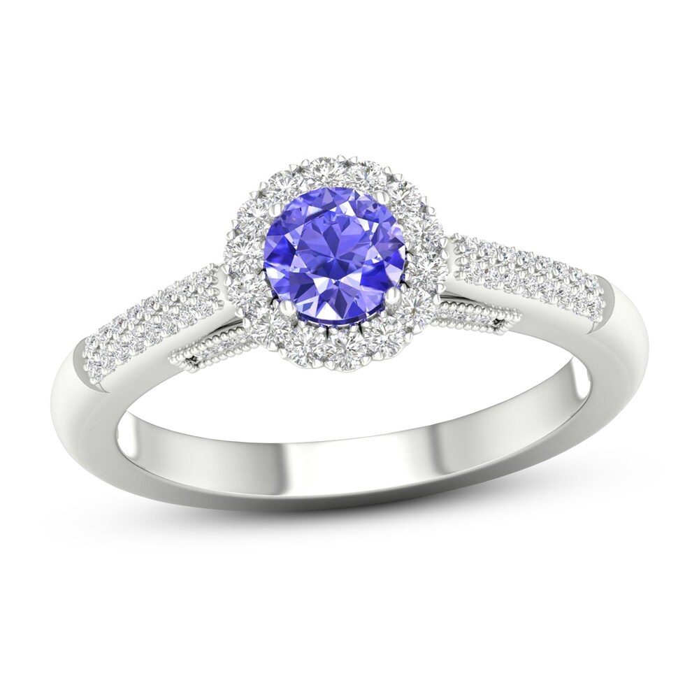 Natural Tanzanite Engagement Ring 1/4 ct tw Diamonds 14K White Gold HMj6nRsu