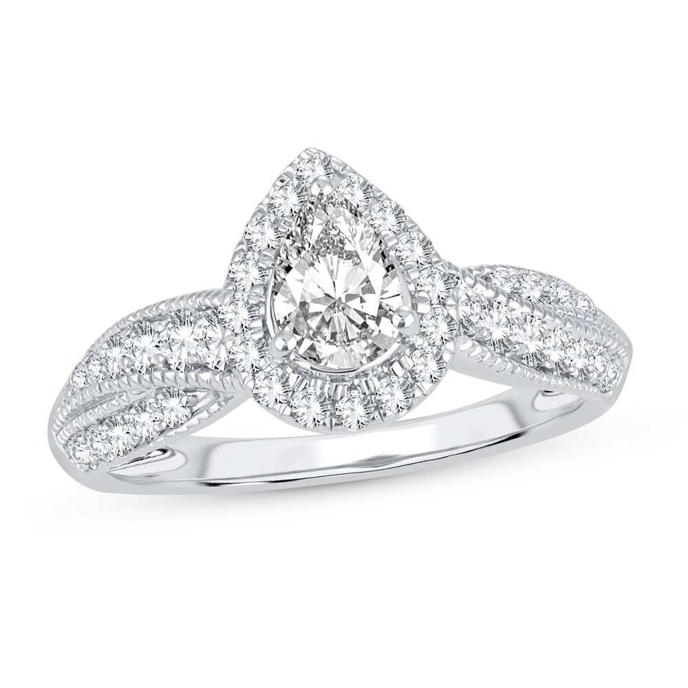 Diamond Engagement Ring 1 ct tw Round/Pear-shaped 14K White Gold HWn2JbtW