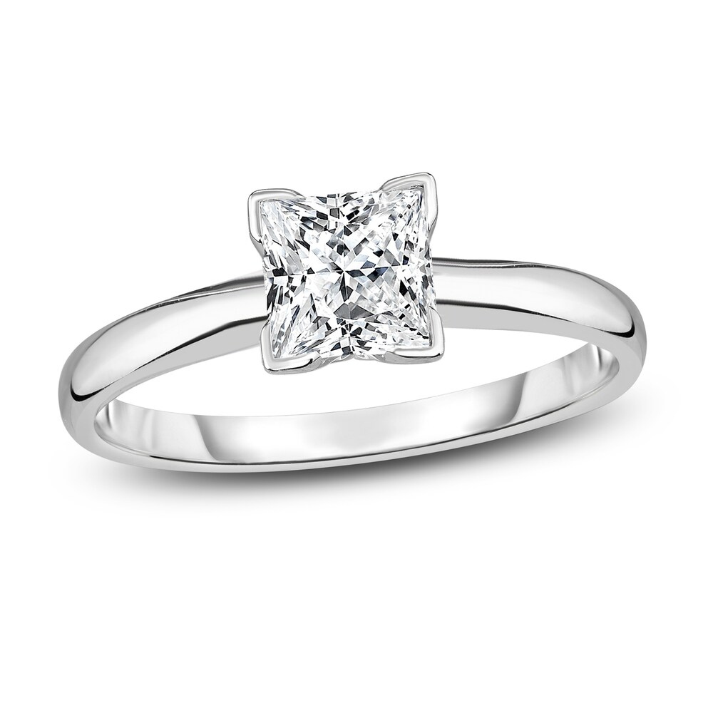 Diamond Solitaire Engagement Ring 5/8 ct tw Princess 14K White Gold (I2/I) HkfaGPH0