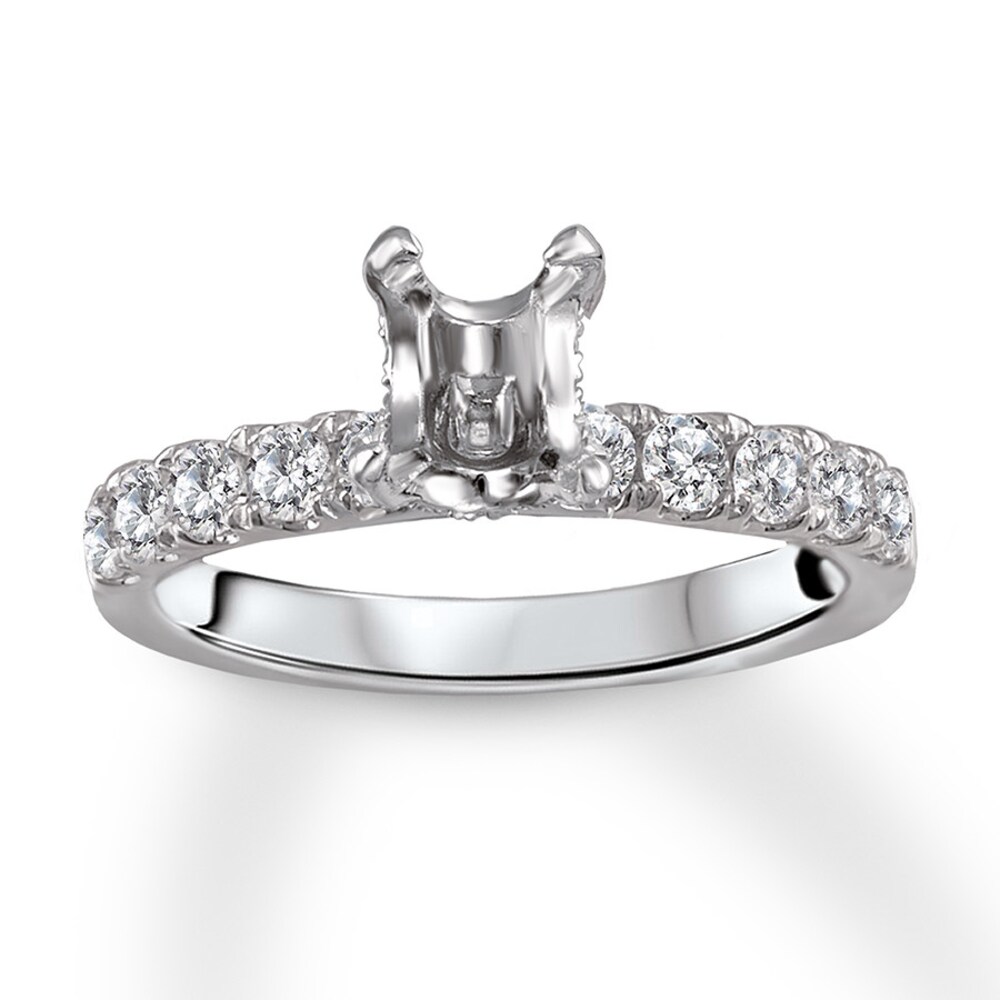 Diamond Engagement Ring Setting 5/8 ct tw Round 14K White Gold HwxccZ00