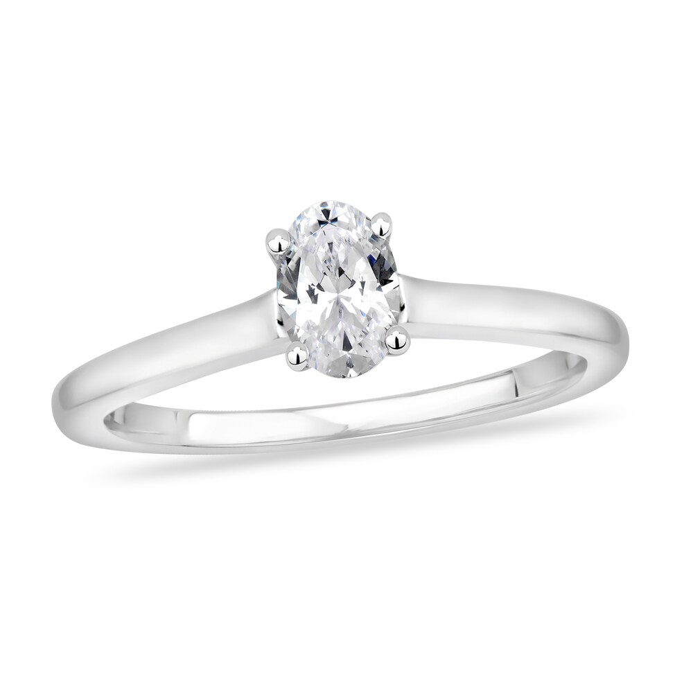 Diamond Solitaire Engagement Ring 1/2 ct tw Oval-cut 14K White Gold (I2/I) HxlhUHIW