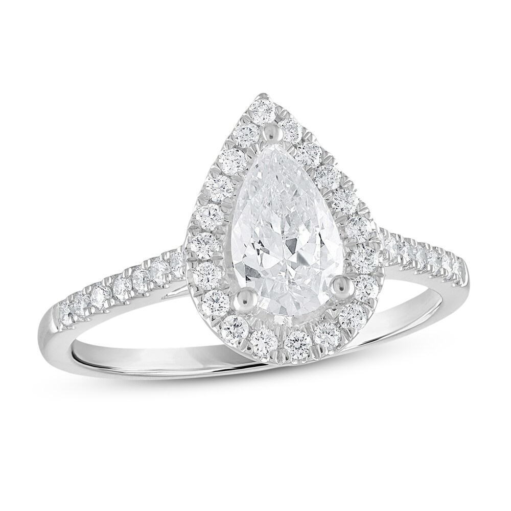 Diamond Engagement Ring 1-1/5 ct tw Pear-shaped 18K White Gold Hy2RXIUm