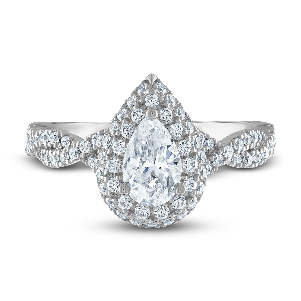 Vera Wang WISH Diamond Engagement Ring 1-1/5 ct tw Pear/Round 14K White Gold I1eq2EIp