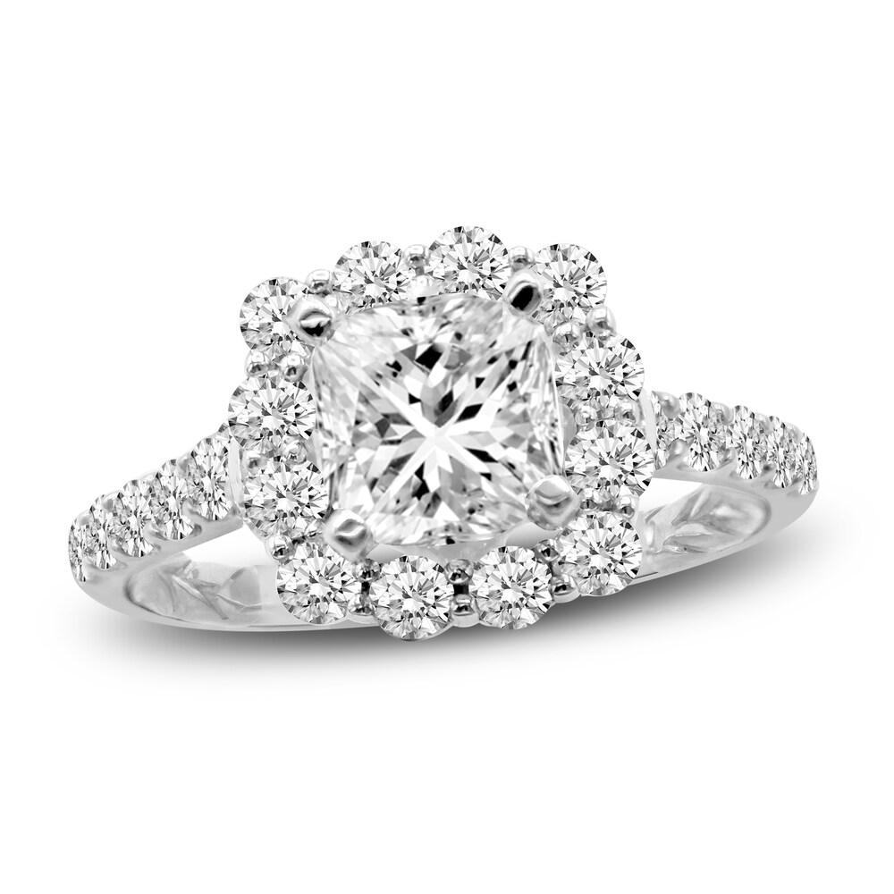 Diamond Engagement Ring 2-1/2 ct tw Cushion/Round 14K White Gold I4IKev96