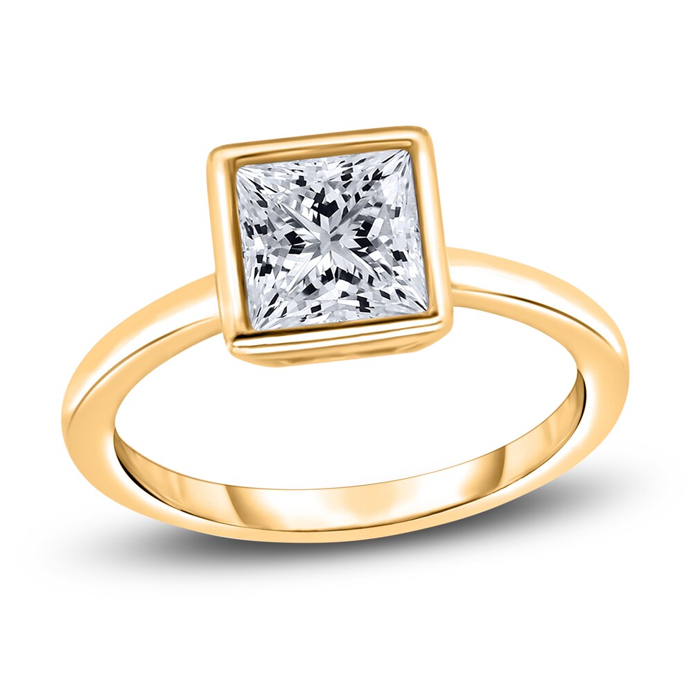 Diamond Solitaire Engagement Ring 1-1/2 ct tw Bezel-Set Princess 14K Yellow Gold (I2/I) I7TQJpeE
