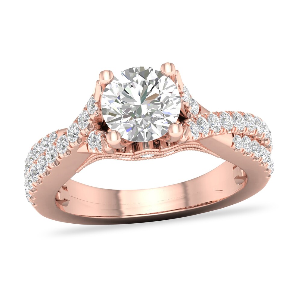 Diamond Ring 1-1/2 ct tw Round-cut 14K Rose Gold IFCQ5Wg9