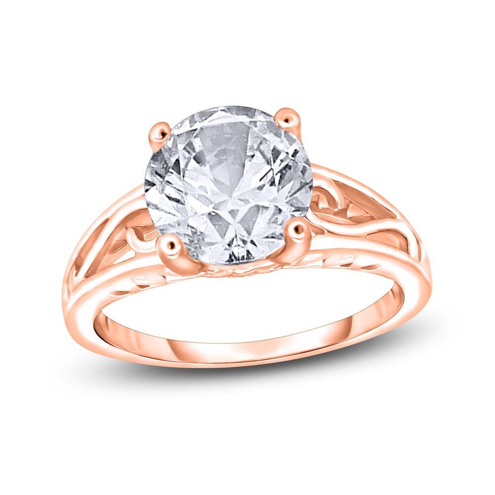 Diamond Solitaire Scroll Engagement Ring 2 ct tw Round 14K Rose Gold (I2/I) IZ9ZUo9P