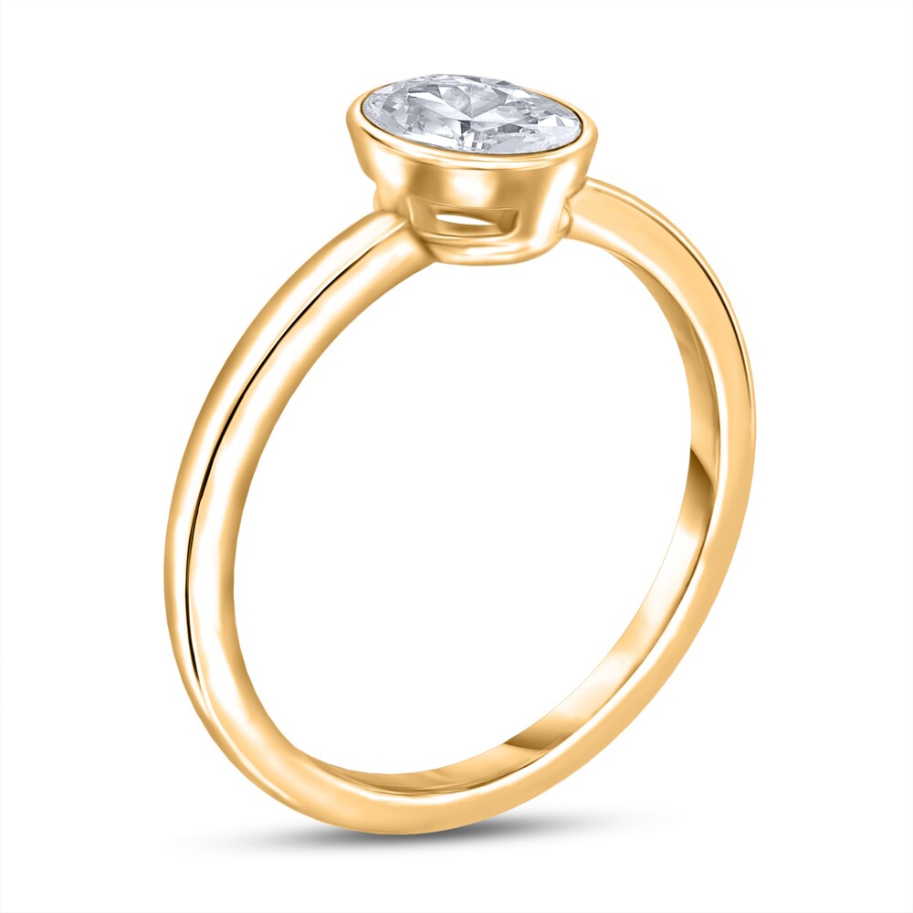 Diamond Solitaire Engagement Ring 1 ct tw Bezel-Set Oval 14K Yellow Gold (I2/I) IcyZGM7k