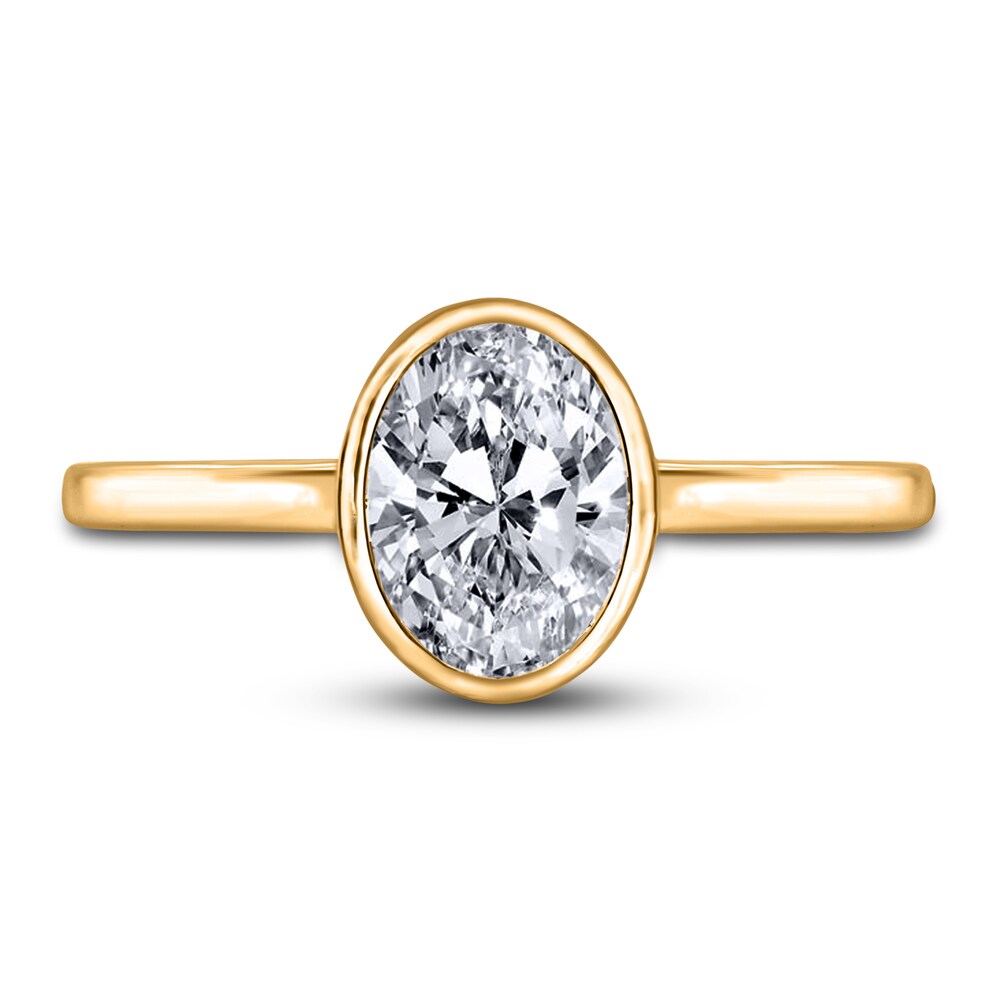 Diamond Solitaire Engagement Ring 1 ct tw Bezel-Set Oval 14K Yellow Gold (I2/I) IcyZGM7k