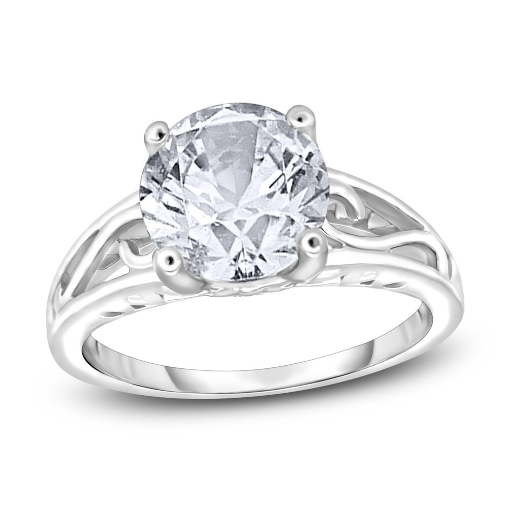 Diamond Solitaire Scroll Engagement Ring 2 ct tw Round 14K White Gold (I2/I) Iyr43tai