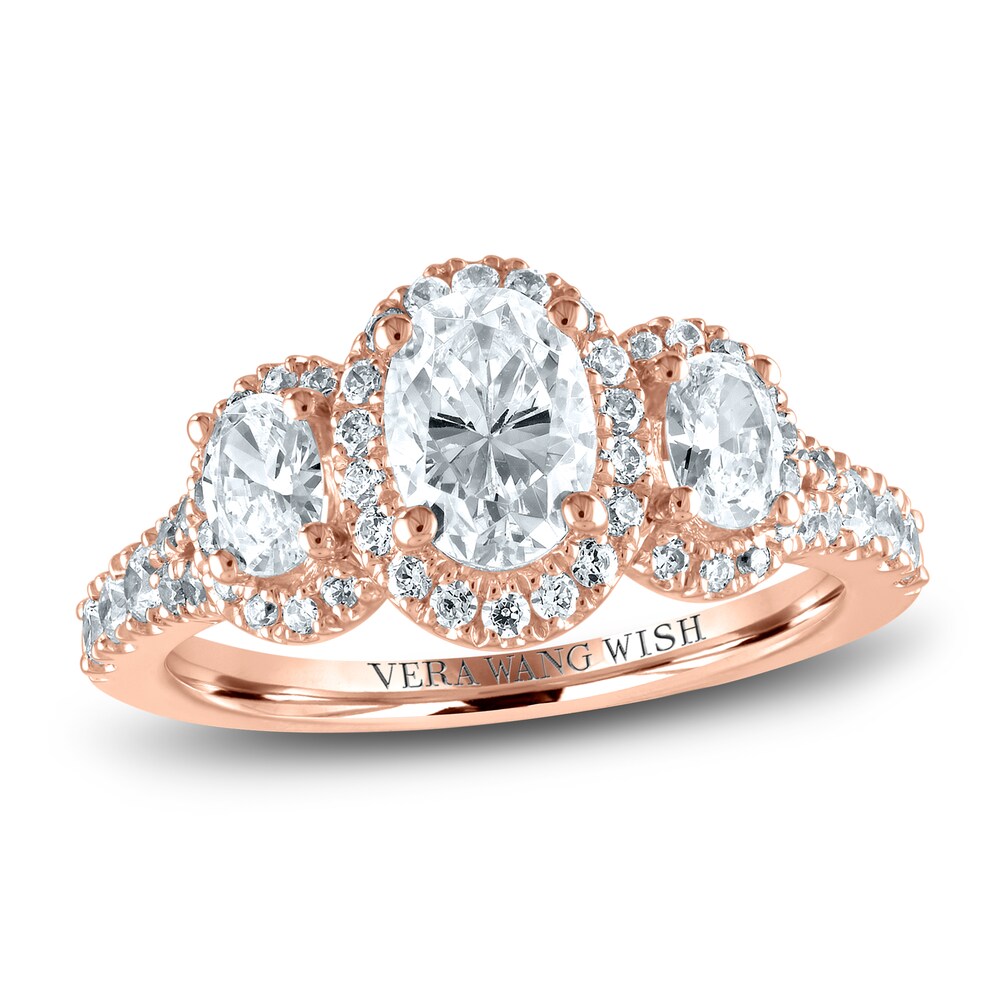 Vera Wang WISH Diamond 3-Stone Ring 3/4 ct tw Oval/Round 14K Rose Gold J0YxFJyk