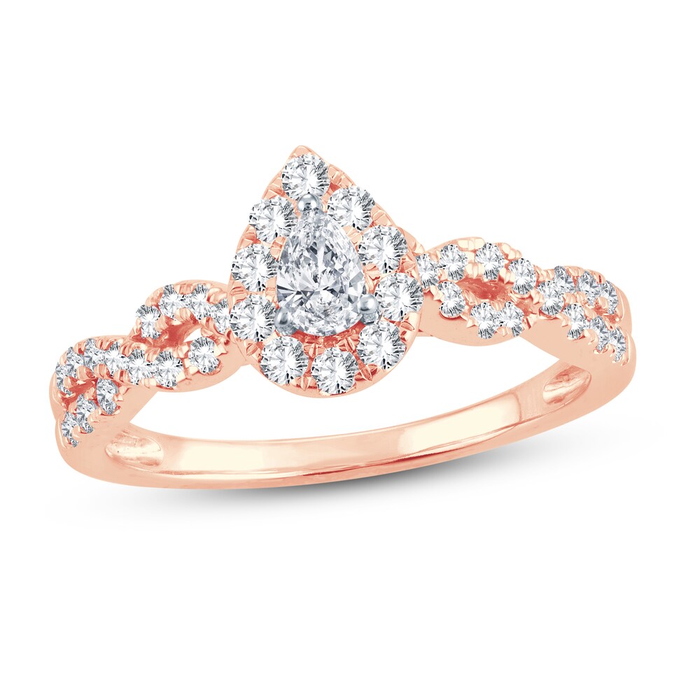 Diamond Ring 1/2 ct tw Pear-shaped 14K Rose Gold J55Nx2FU