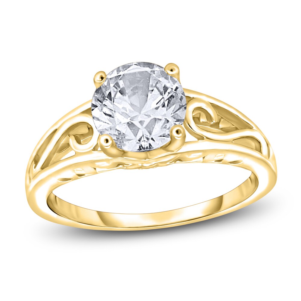 Diamond Solitaire Scroll Engagement Ring 1/2 ct tw Round 14K Yellow Gold (I2/I) J8iu4X2g