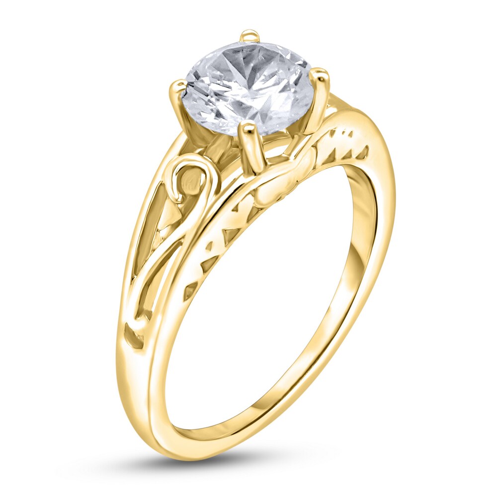 Diamond Solitaire Scroll Engagement Ring 1/2 ct tw Round 14K Yellow Gold (I2/I) J8iu4X2g