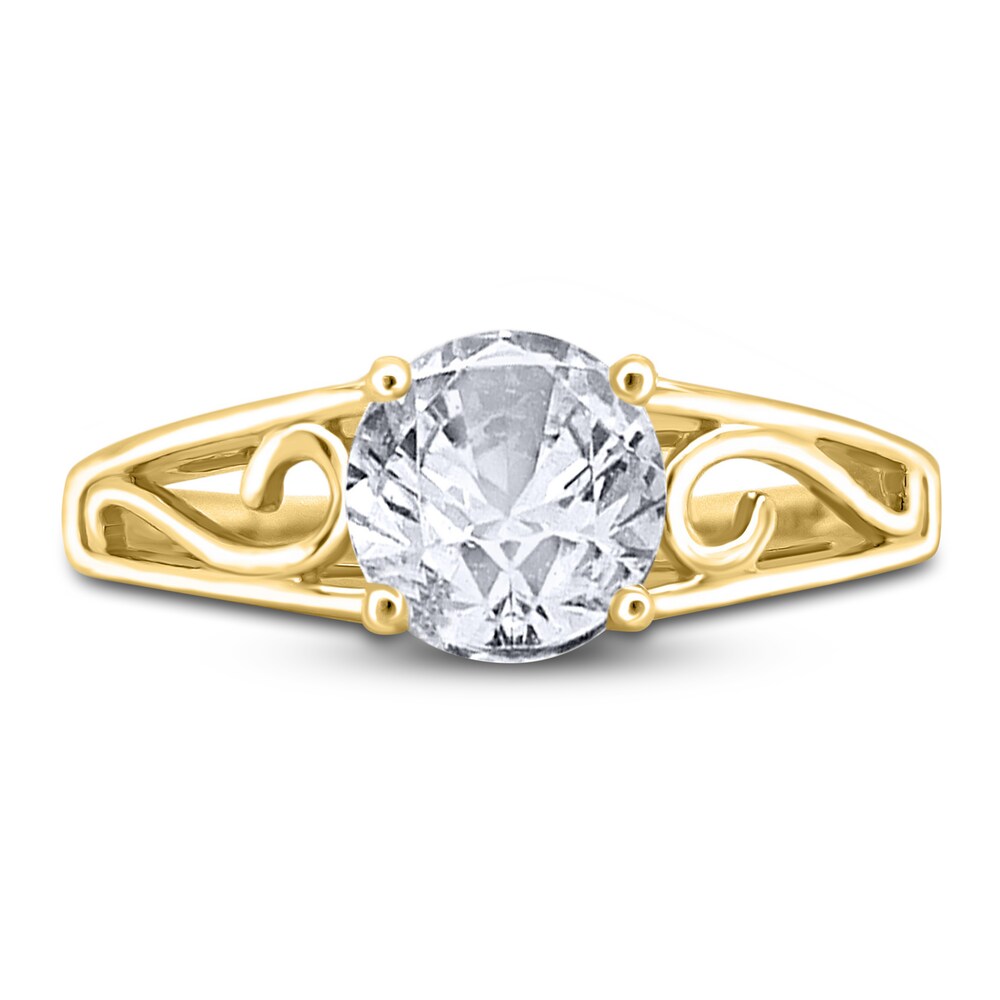 Diamond Solitaire Scroll Engagement Ring 1/2 ct tw Round 14K Yellow Gold (I2/I) J8iu4X2g