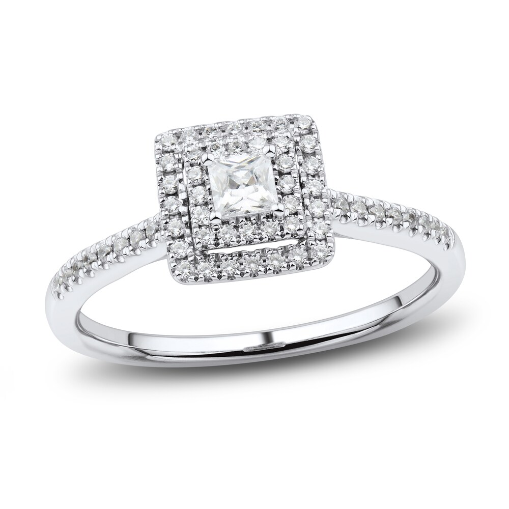 Diamond Engagement Ring 1/3 ct tw Princess/Round 14K White Gold JMUWxSdM