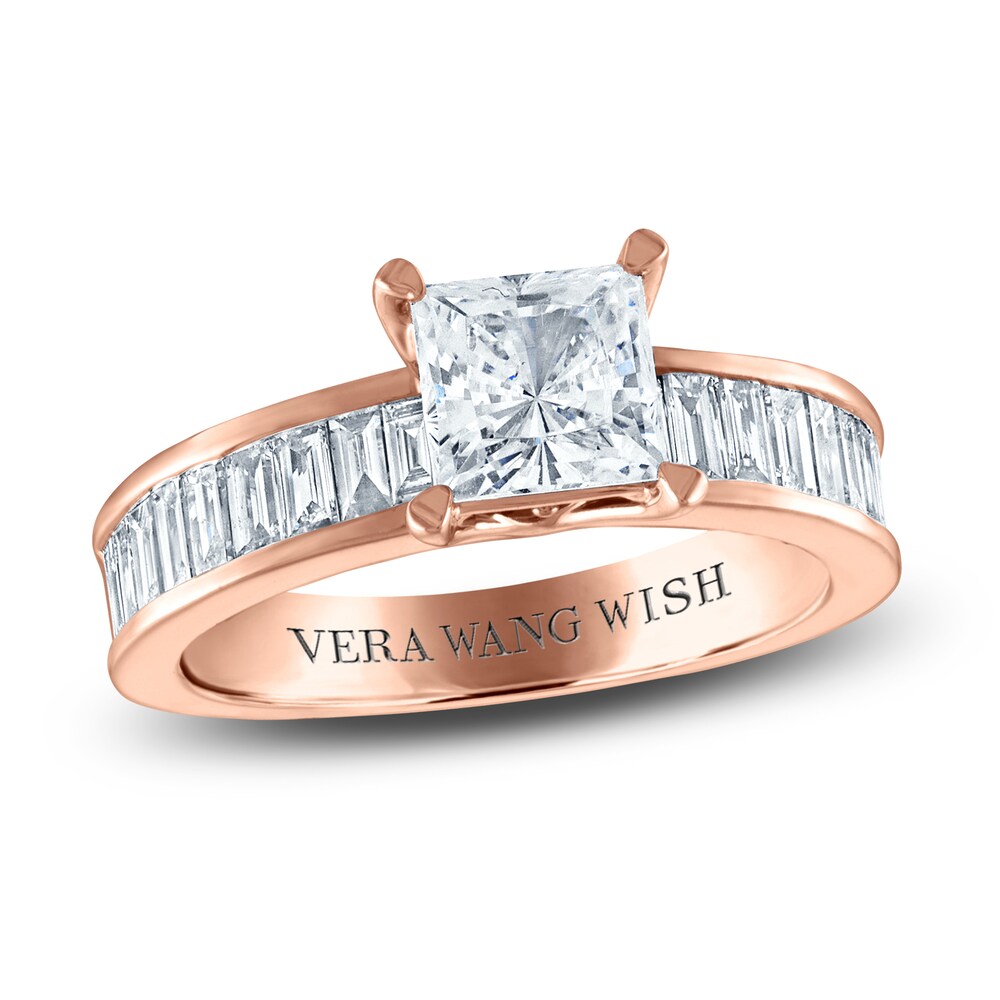 Vera Wang WISH Diamond Engagement Ring 2-1/4 ct tw Princess/Baguette 18K Rose Gold JNPLPhrI